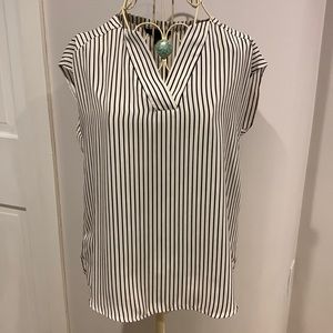 Striped Cap Sleeve Blouse
